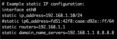 Example Static IP Configuration