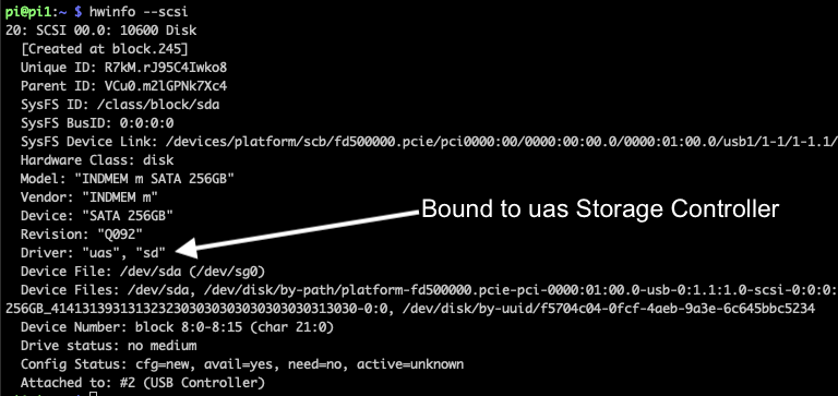 mSATA attached to uas Storage Driver (which is not what we want)