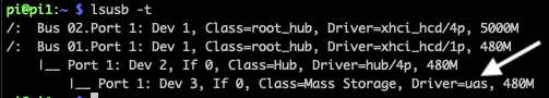 Checking the Storage Drive type with lsusb